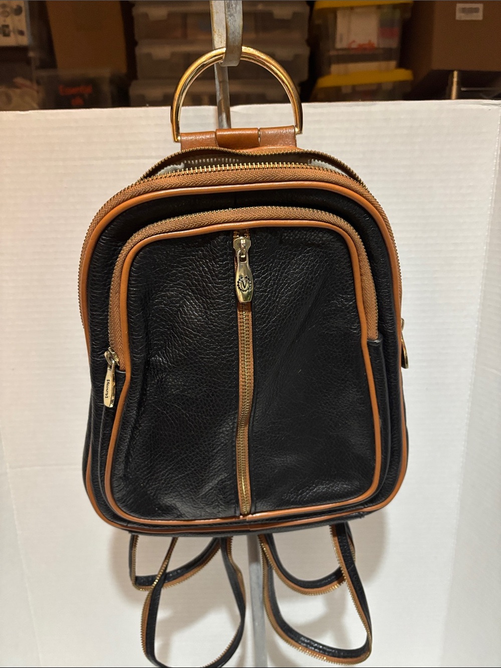 Valentina Black and Tan Leather Women’s Backpack - Classic Two-Tone Design